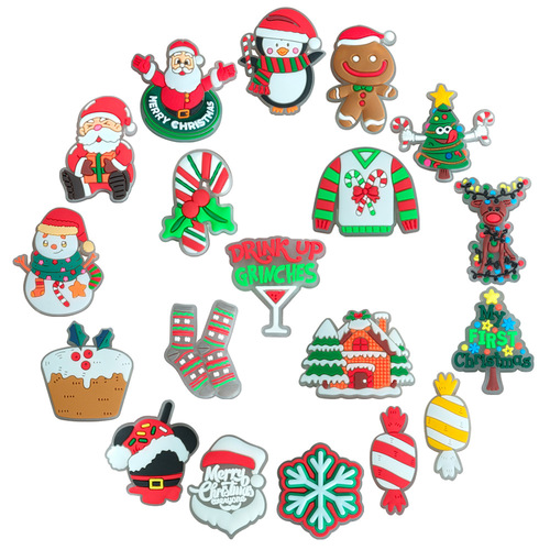 Fluorescent Christmas Element Pattern Series Hole Shoes, Flower Shoes, Soft Rubber Shoe Accessories, Children's Toys, Gift