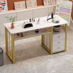 Ins Style Popular Nail Salon Special Price Economical Manicure Table and Chair Set Japanese Simple Double Manicure Table