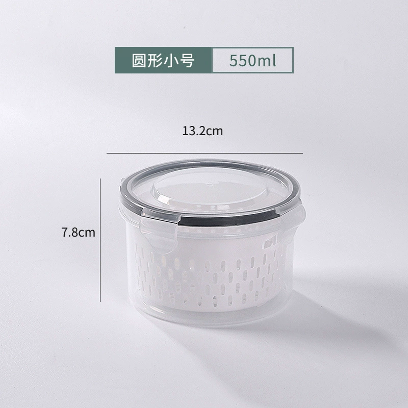 Double‑layer draining food storage box, transparent food‑grade, multiple sizes & sets