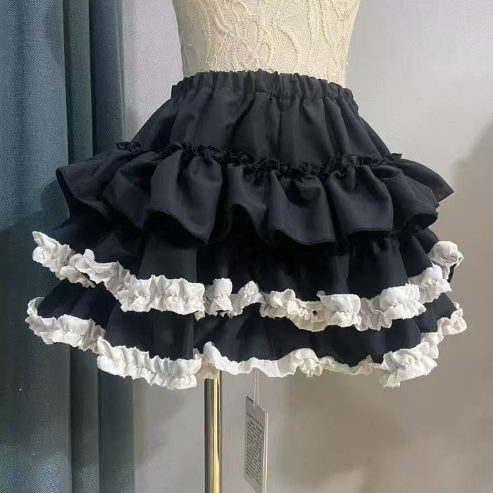 芭蕾风蓬蓬蛋糕裙女装夏季新款设计感松紧高腰显瘦防走光A字短裙|undefined