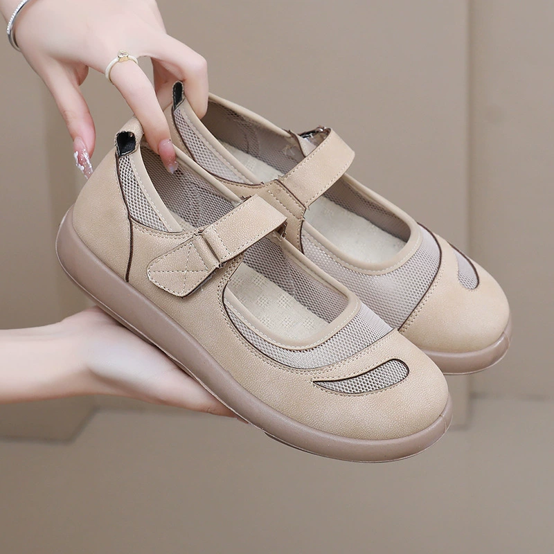 2025 новые летние женские туфли на толстой подошве, легкие повседневные туфли на плоской подошве, модные универсальные дышащие нескользящие женские туфли без шнуровки