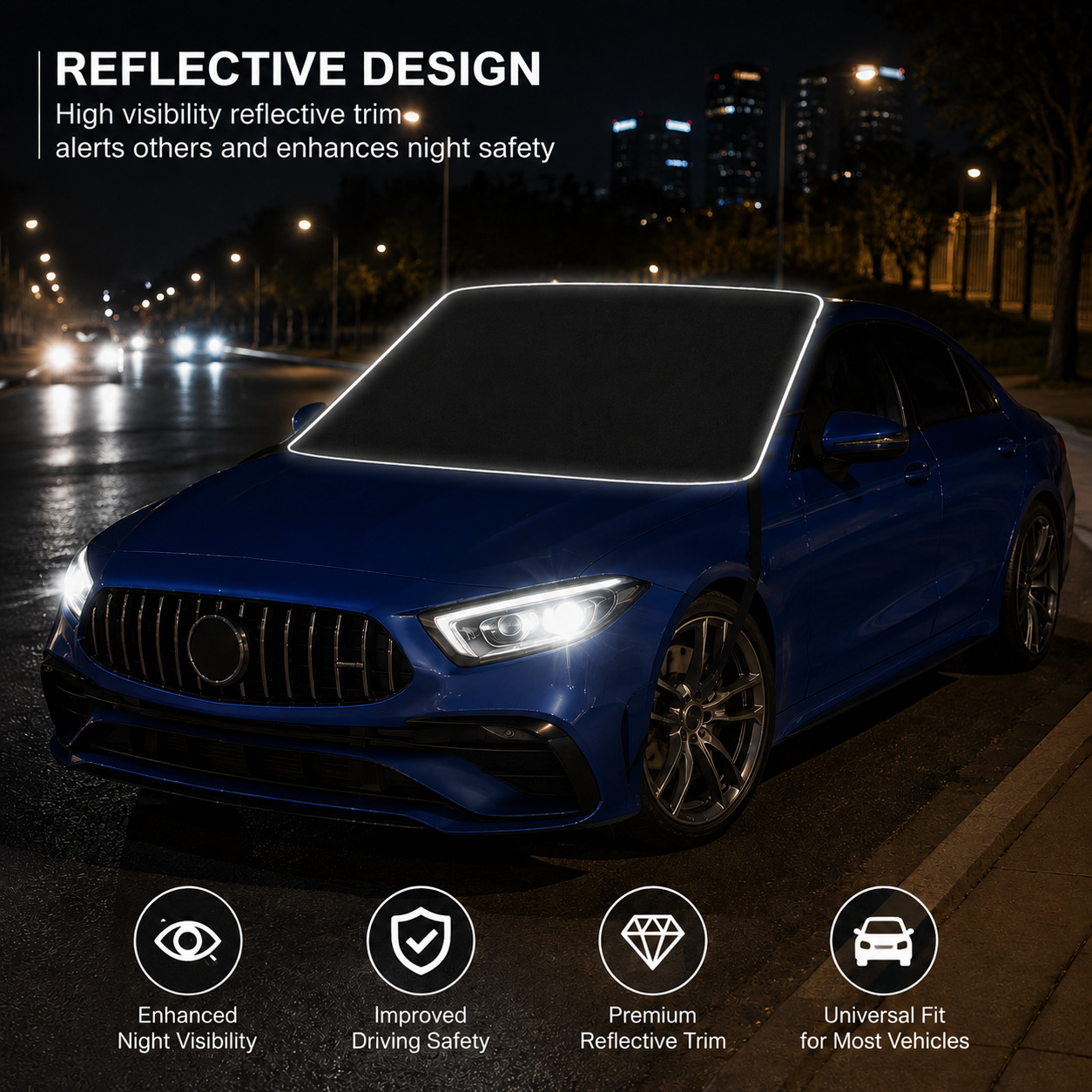 New car snow cover for the front windshield, made of Oxford fabric, enlarged and thickened, waterproof and frost-proof