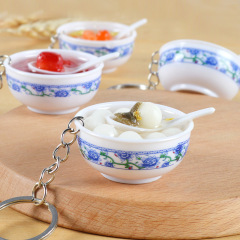 4cmシミュレーションの甘いスープの碗の麺の碗の青花の磁器の碗の鍵は爆発的に商品の食べ物の碗の自動車のペンダントの卸売りを食べます。