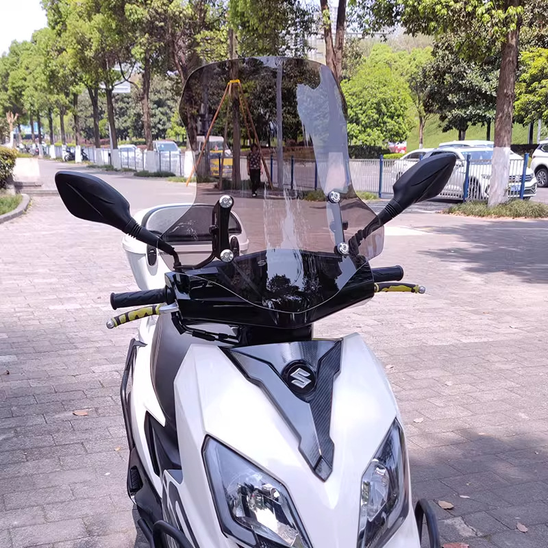 for Haojue: Suzuki Motorcycle front windshield - black-tea-40-high-stainless-steel-bracket-adjustable