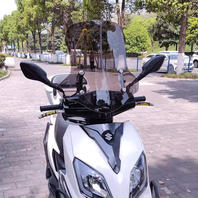 Haojue Afr125 Windshield Scooter: Motorcycle front windshield - black-tea-40-high-stainless-steel-stand-adjustable-height