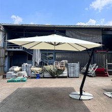 工厂定制木纹色铝合金侧立伞 户外遮阳铝吊伞 可印刷logo颜色任选