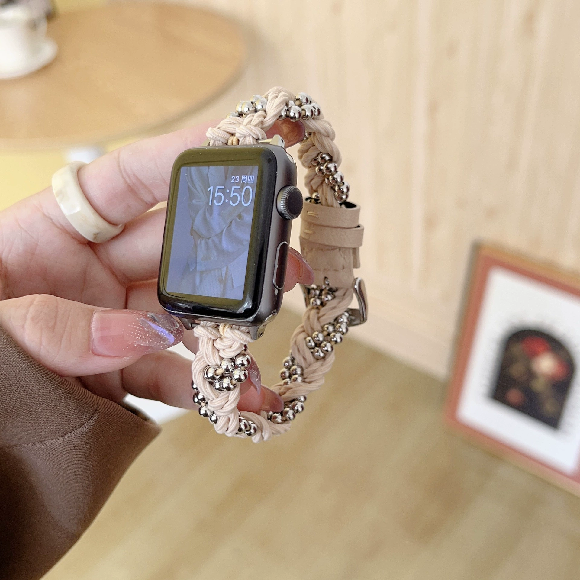 Совместимый браслет iWatch8 растяжимый стальной шариковый браслет Apple Watch iwatch76543 поколения персональный браслет