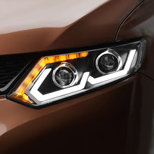 适用于奇骏大灯总成 适用于14-16款改装双U日行灯流光转向LED激光