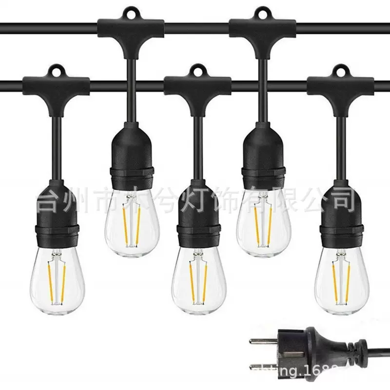 LED220V110双根灯丝灯泡灯丝灯PC材料S14爱迪生灯泡太阳能灯2W暖