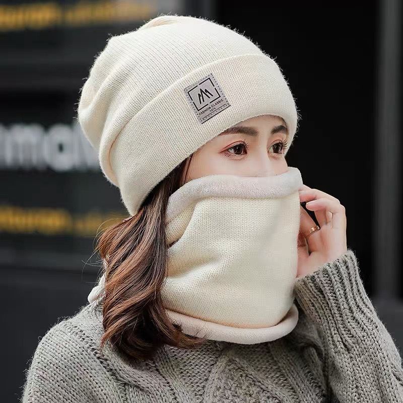 帽子女冬季韩版休闲骑车保暖加绒加厚防寒护耳女士围脖毛线帽秋冬|undefined