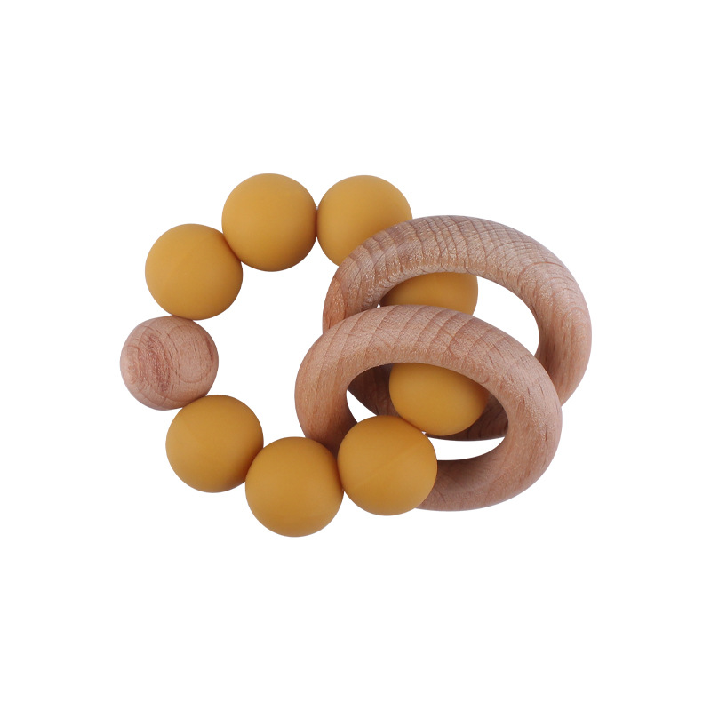 Nuevo bebé suministros DIY mordedor pulsera juguete calmante bebé mordedura de silicona molar de juguete de haya teether
