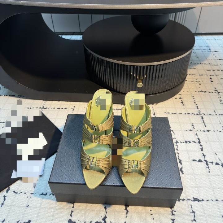 2026 Early Spring High-End Version of Yang Shulin's Same Style Pointed Toe Peep-Toe Women's Pleated Silk Mule High Heels 2026 Early Spring High-End Version of Yang Shulin's Same Style Pointed Toe Peep-Toe Women's Pleated Silk Mule High Heels