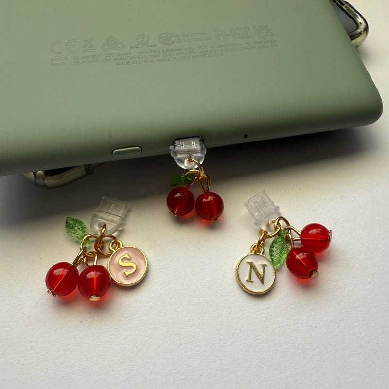 Personalized cherry dustproof plug fruit aesthetic mobile phone pendant usb-c dustproof accessories e-book reader 4