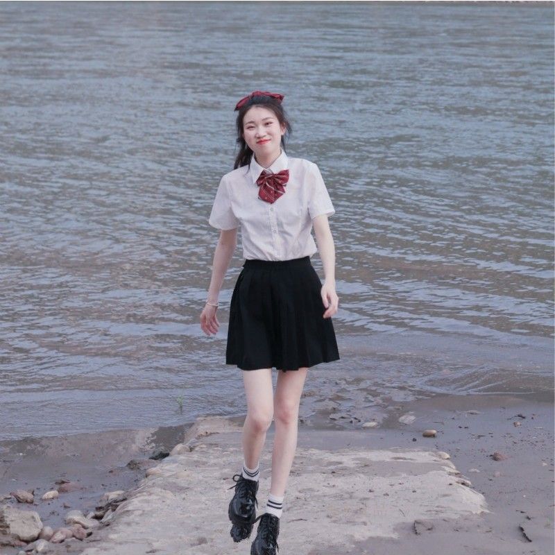 Jk Uniform Female Summer Japanese Style Preppy Style Short-Sleeved Shirt Class Uniform High School Student Graduation Sports Meeting Uniform Suit