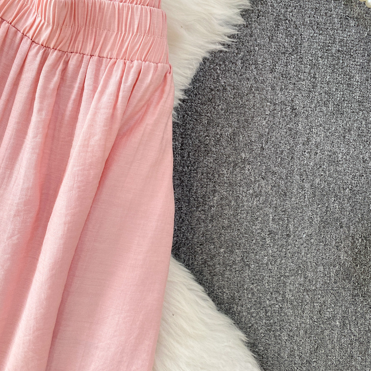 High-Waisted Slimming Collared Shirt with Side Ties And Wide Leg Trousers Women's Outfit Casual Style Set_ecoleips.com