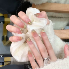 手工穿戴甲美甲甲片微笑法式貓眼漸變腮紅指甲貼成品可拆卸美甲貼