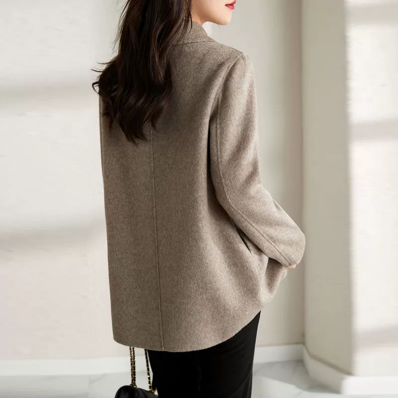 Демисезонное длинное шерстяное пальто, корейский стиль, высокое качество, для подростков, средней длины
