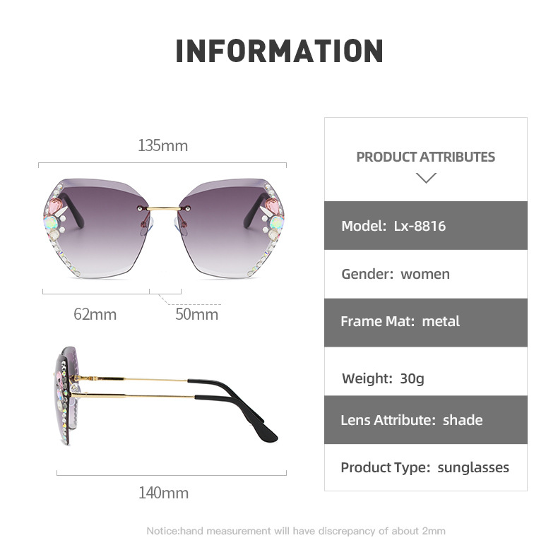 2024 New Cross-Border Fashion Rhinestone Sunglasses for Women Slimming Sunglasses Trendy Sun Protection and Uv Protection Korean Style Glasses