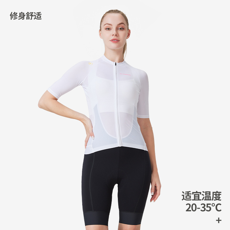 Ropa de ciclismo de carretera de mujeres de manga corta de verano ligera y delgada de color sólido sudor delgada y delgada camisa de ciclismo de mujer