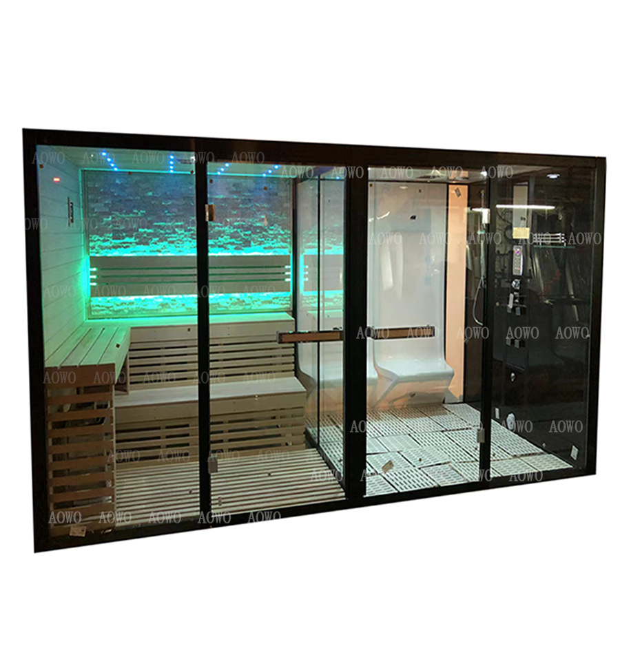 Sala de sauna sala de infrarrojos lejanos sala de ducha de vapor de acrílico de doble uso color integral separación de luz seca sala de vapor hogar