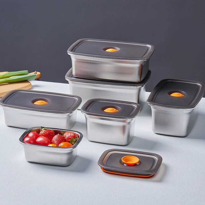 304 Stainless Steel Fresh Box Food Grade Box Fruit Box Frozen Box Refrigerator Special Sealing Storage Box Manufacturer Approval