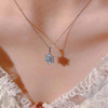 Blue brand cute necklace, chain for key bag , with snowflakes, light luxury style
