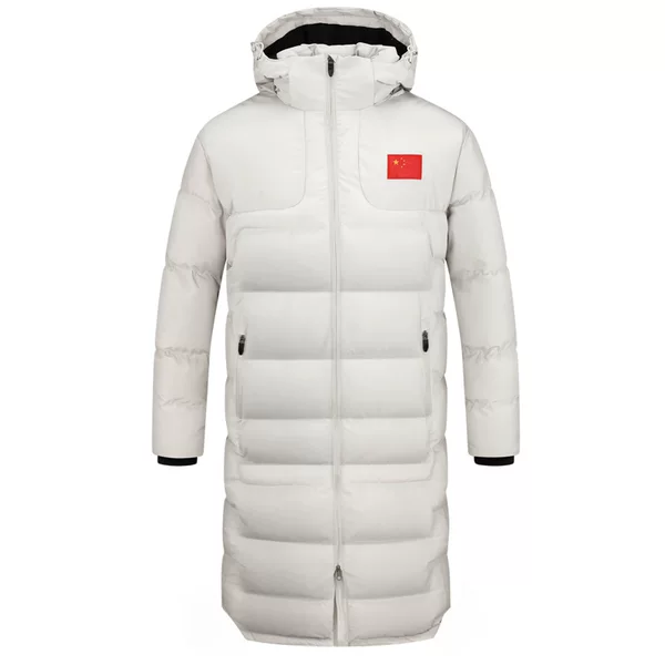 National team winter sports long cotton coat for men and women, sports winter training fleece-lined over-the-knee cold-proof training coat, team uniform