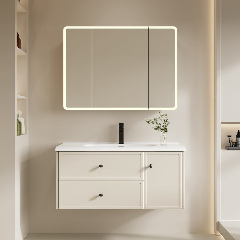 gabinete de baño francés combinado baños cerámicos todo-en - uno lavabo gabinete de espejo inteligente de belleza
