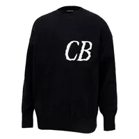 Осенне-Зимний новый CB нишевый минималистичный Буквенный логотип жаккардовый свободный свитер с круглым вырезом уличный модный брендовый Топ