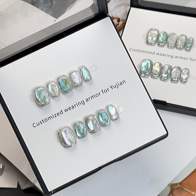 Niche High-End Whitening Pure Handmade Wearable Nails Natural Thin Mother-Of-Pearl Handmade Manicure Removable Fake Nail Patches