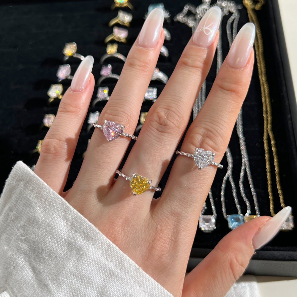 3g Weight Zircon Inlay Material Rings Classification 1 Piece Quantity Daily Occasion 925 Sterling Silver Material Heart Shape Pattern Women's Gender Plating Design Elegant Style 925 Sterling Silver Zircon Heart Shape Rings 925 Sterling Silver Rings 35