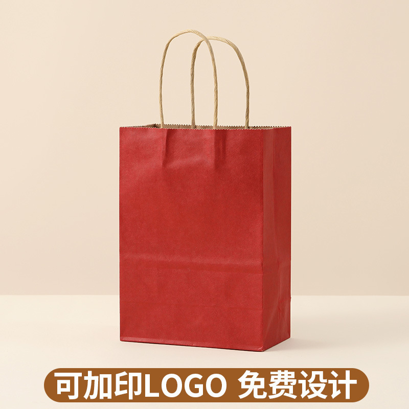 Bolsas de papel kraft personalizadas con LOGO impreso, bolsas de regalo rojas de Año Nuevo, bolsas de papel, bolsas de mano para cafetería, bolsas de embalaje para llevar