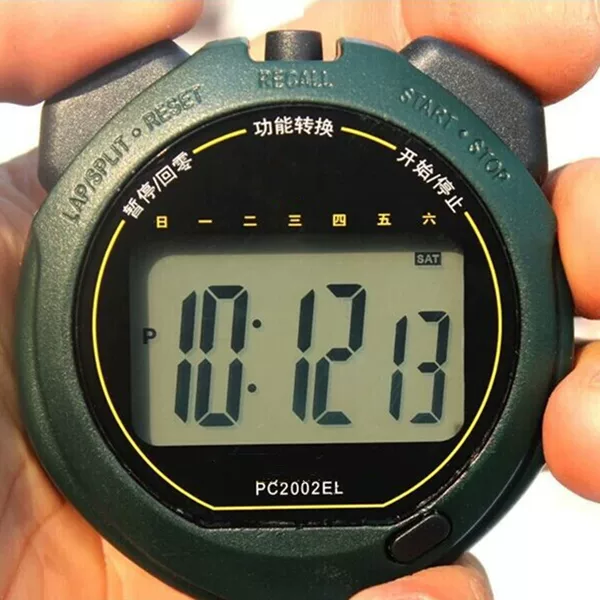 Tianfu stopwatch PC2002EL waterproof luminous timer track and field single row double track stopwatch Army Green watch