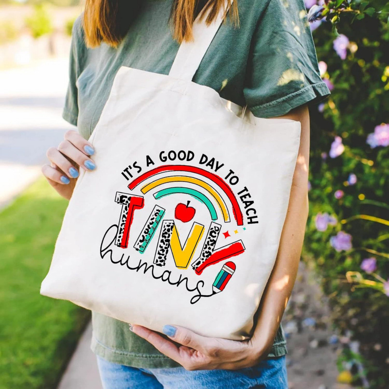 Teacher's Day School Canvas Tote Bag Aesthetic Travel Beach Bag Summer Reusable Grocery Shopping Bag Teacher's Day School Canvas Tote Bag Aesthetic Travel Beach Bag Summer Reusable Grocery Shopping Bag