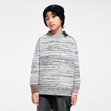 DK童装冬装复古休闲女男童拼色保暖毛衣男孩儿童宽松休闲针织衫潮