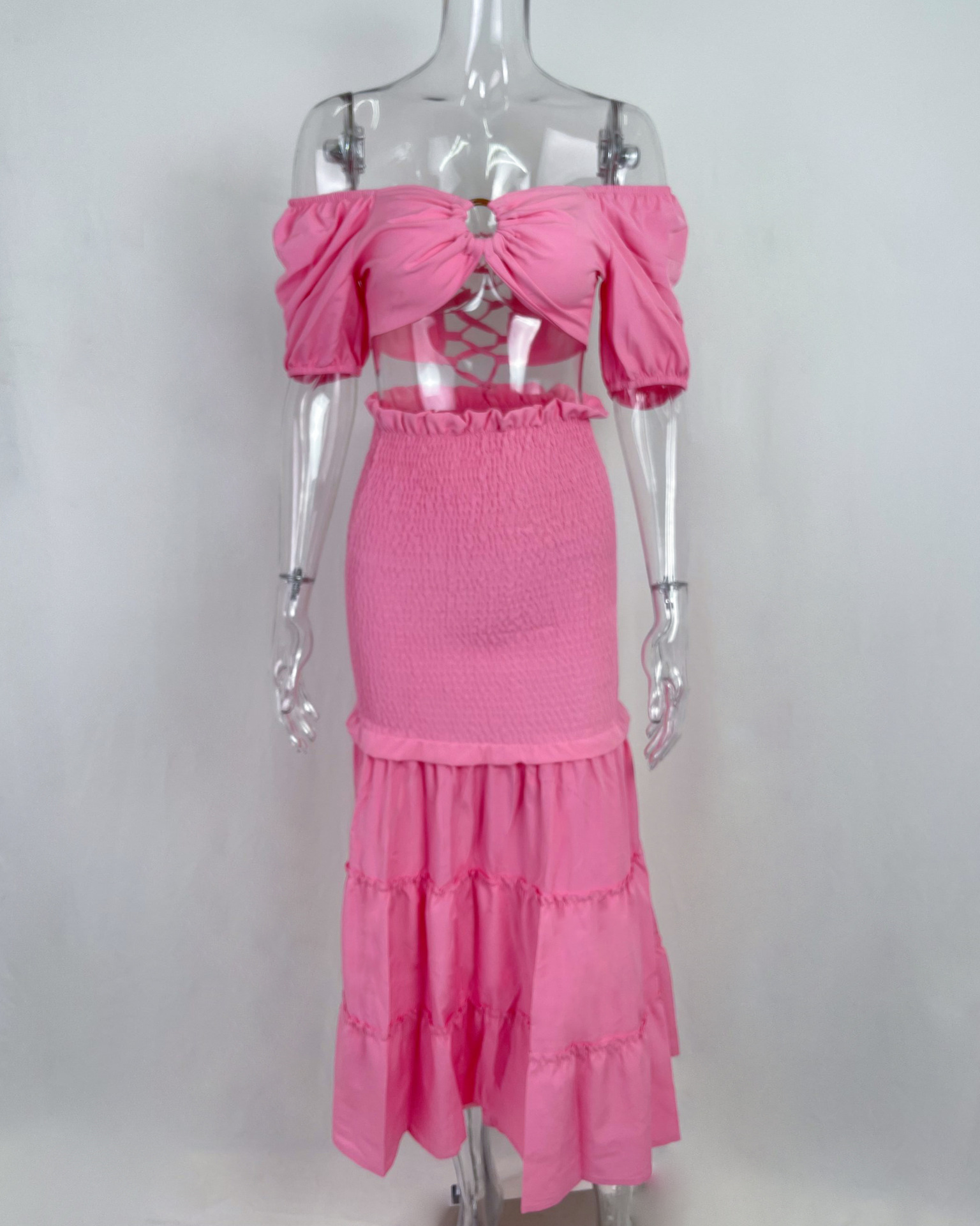 2026 New Spring Women's Clothing, Cross-Border European And American Fashion Outfit, INS Style Printed Slit Skirt Set_ecoleips.com