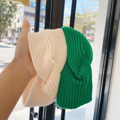 Sen family overlapping knitting Hair band Autumn and winter go out thickening Headgear Hairdressing Versatile temperament keep warm non-slip Hair hoop
