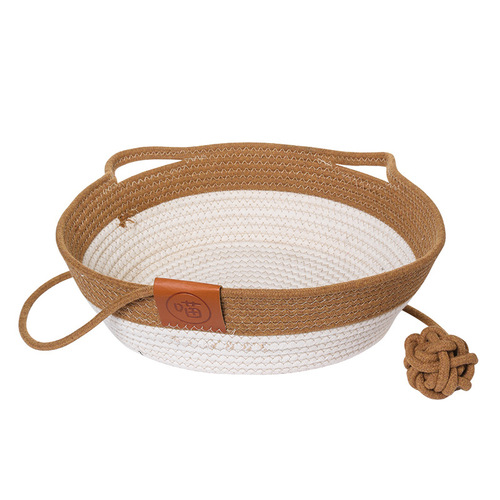 Round rattan cat nest, hand-woven Japanese rattan nest and cattail pet nest, round mat kennel, dog kennel wholesale cross-border