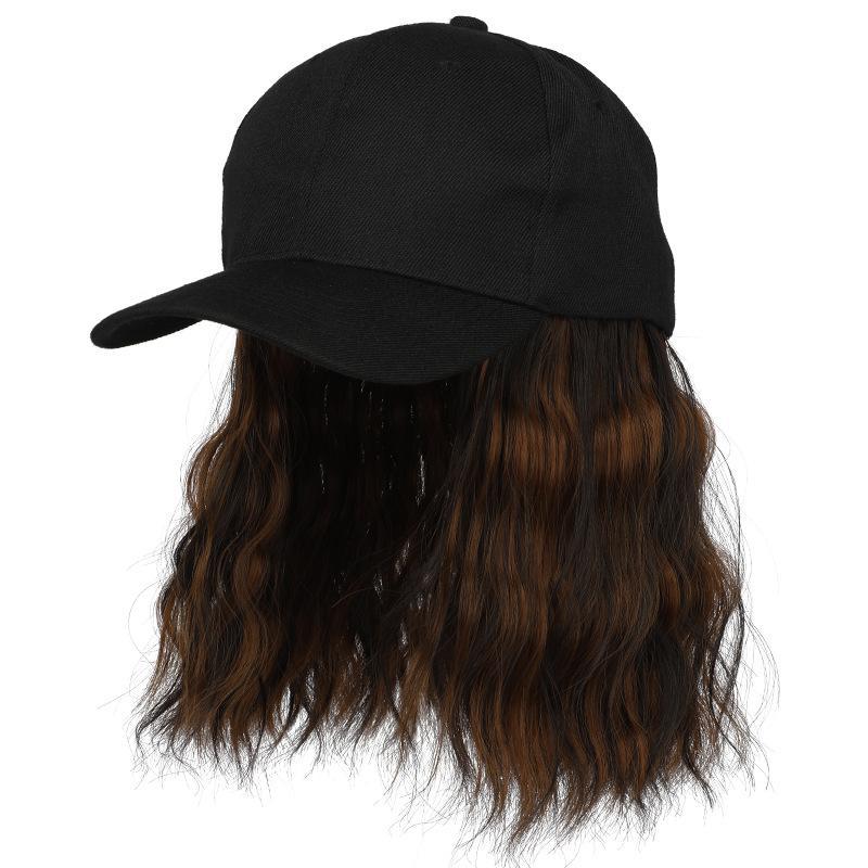 8inch Bob Hair With Baseball Cap Wave Curly Hair Hat Wigs