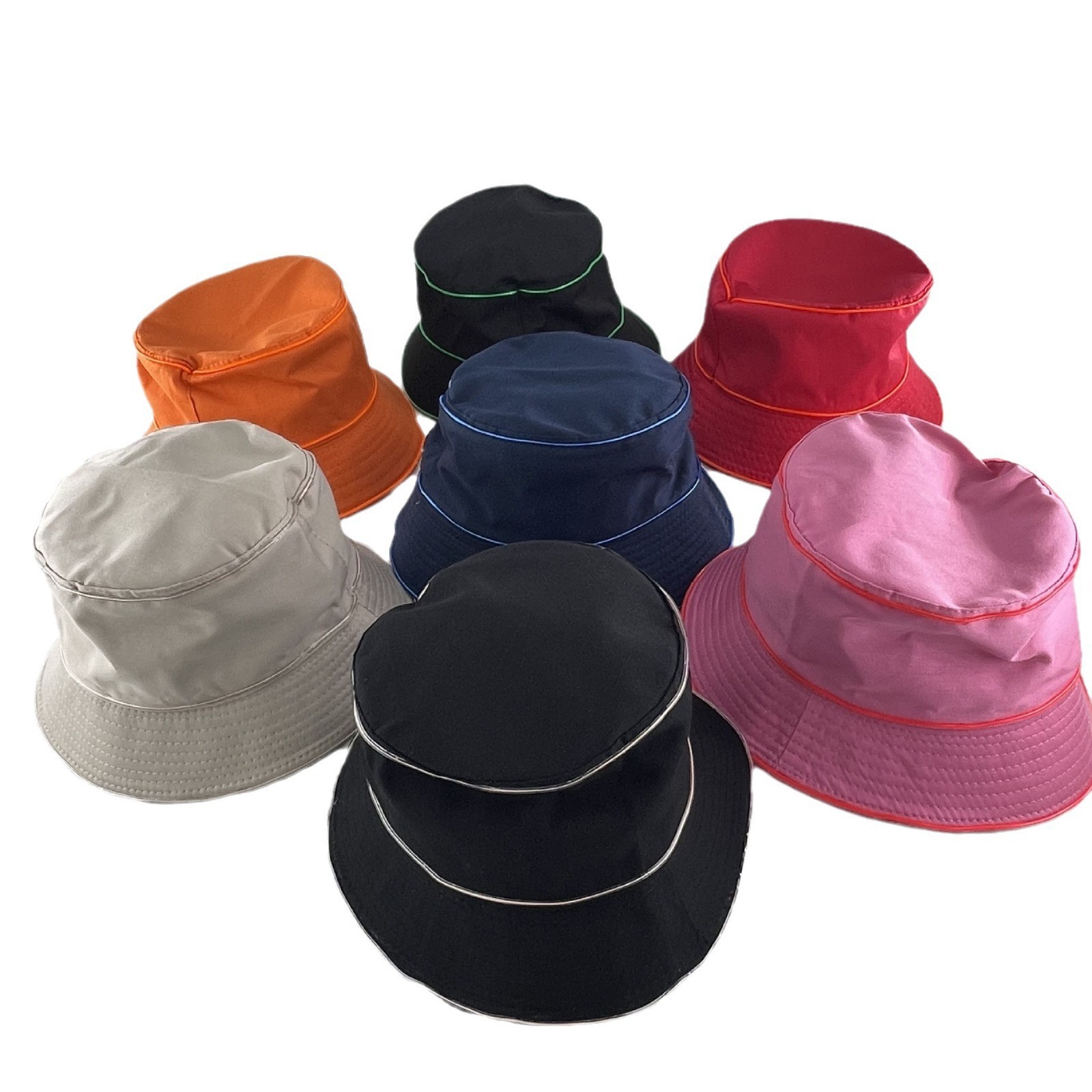 Transfronterizos europeos y estadounidenses adultos LED iluminado sombrero de pescador logotipo bordado sombrero de bañera sombrero hombre y mujer sombrero solar superior plana de color sólido