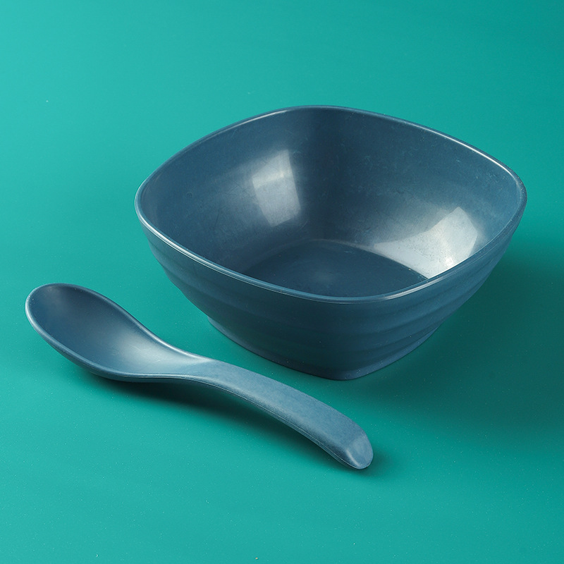 Tazón cuadrado de 5.5 pulgadas, juego de 4, tazón cuadrado para sopa de 500 ml color trigo, tazón para niños, irrompible, tazón para comer en el hogar, tazón para agua con azúcar