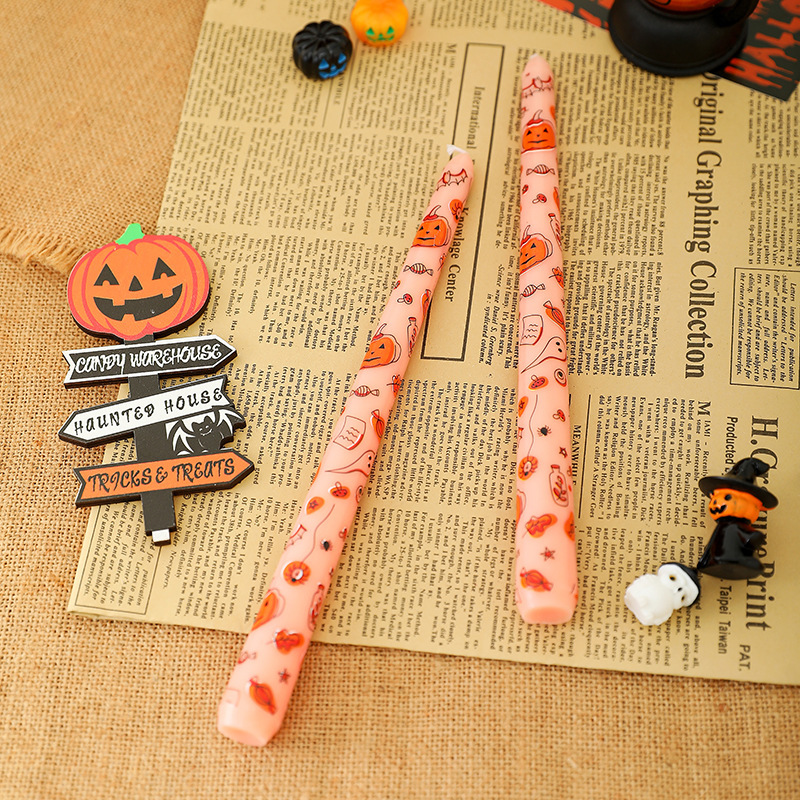 25 センチメートルクロスボーダーハロウィンカボチャゴーストプリントロングロッド無煙キャンドルパーティーパーティーハロウィン装飾小道具|undefined