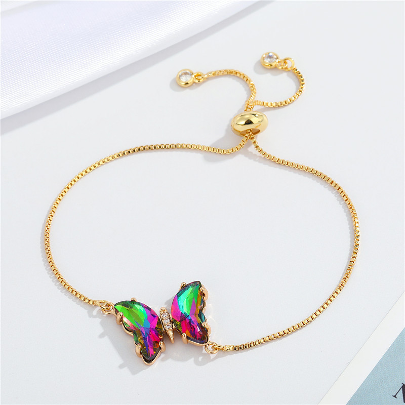 Simple Temperament Sparkling Crystal Butterfly Pendant Adjustable Bracele display picture 3