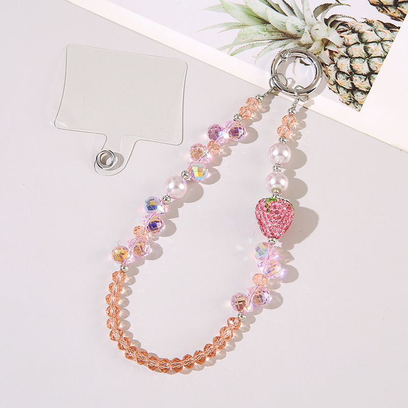 Beaded Mobile Phone Chain Wrist-Type Anti-Lost Lanyard Camera Bag Key Pendant Accessories Wholesale Love High-End Sense