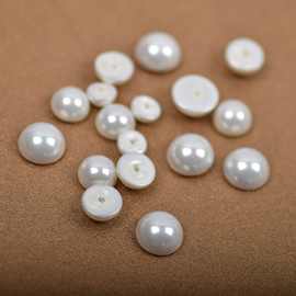仿贝壳半面珍珠 半圆平底圆形珠五彩白半面珠贴片手工diy饰品配件