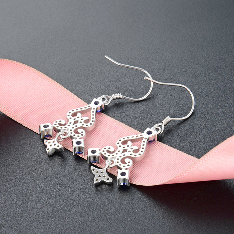 S925 plata esterlina diamante incrustado pendientes de moda personalizada Corea del Sur temperamento nicho diseño circón pendientes largos para las mujeres