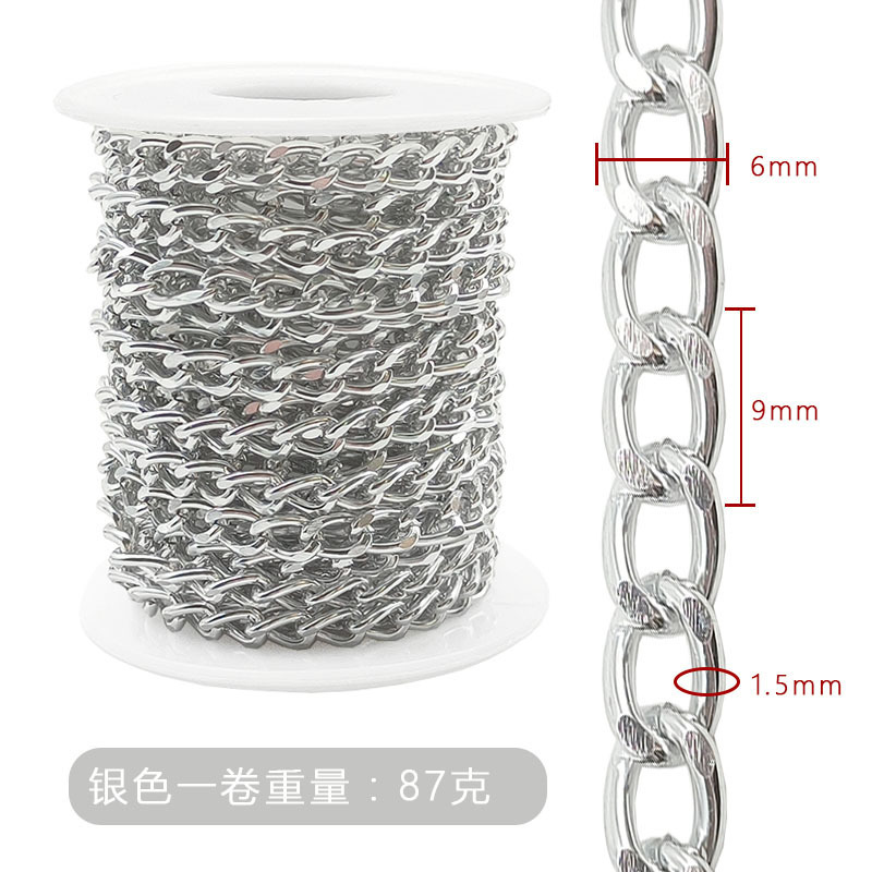 Collar artesanal transfronterizo cadena de aluminio semiacabada de 5 metros con accesorios de joyería de bricolaje en rollo Cadena metálica decorativa de equipaje