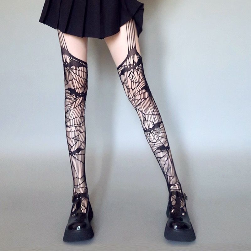Dark Lolita punk Gothic sling fishnet stockings Lolita bat hollow JK hot girl bottoming pantyhose