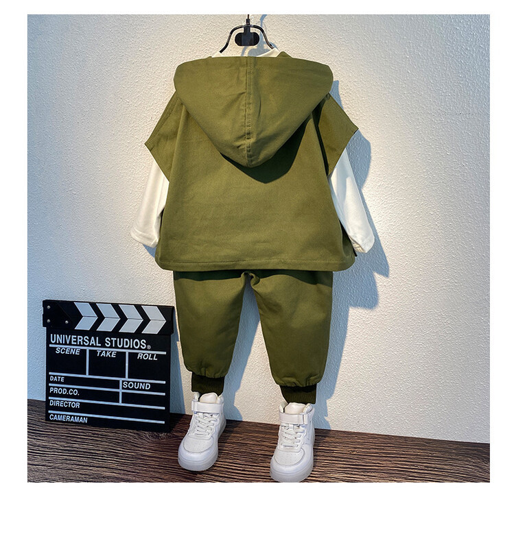 Arbeitskleidung 2024 Frühling und Herbst Neue Kindermode Cooles dreiteiliges Set für Jungen Hübsche Kleidung_voghion.com