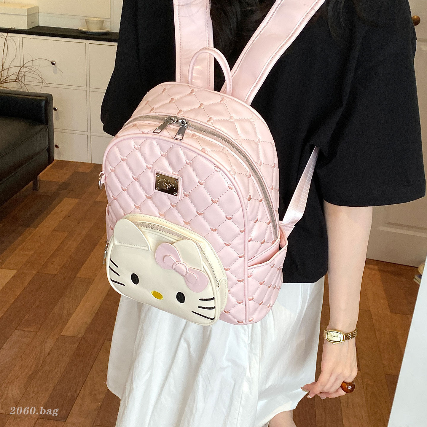 2026 lindo viento femenino Ling Ge Colegio gato de gran capacidad mochila de viaje nuevo tipo de clase caricatura dulce